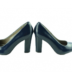 Pantof de culoare bleumarin din piele lacuita cu toc inalt lat - Img 2