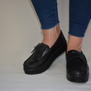 Pantof de dama cu aspect clasic tip mocasin, de culoare neagra - Img 7