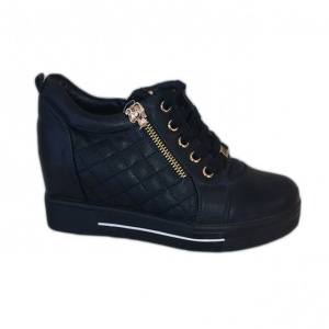 Pantof sport bleumarin cu platforma ascunsa, siret reglabil, fermoar - Img 1