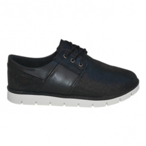 Pantof sport realizat din piele neagra, cu siret si talpa flexibila - Img 1