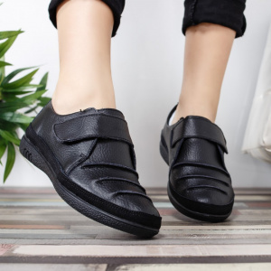 Pantof tip sport cu bareta peste picior, din piele naturala, negru - Img 8