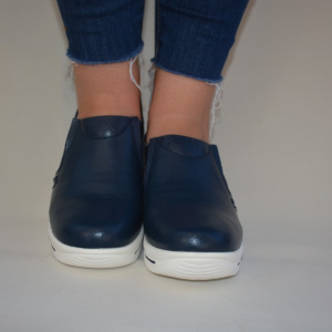 Pantof trendy cu talpa groasa si insertie de elastic, bleumarin - Img 3