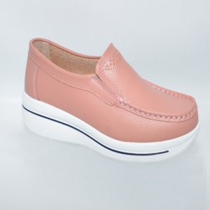 Pantofi roz cu talpa ortopedica ,din piele,model simplu - Img 5