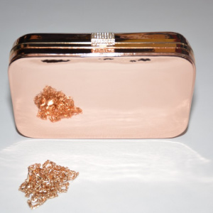 Poseta tip clutch,model oglinda,cadru metalic, nuante auriu,argintiu,pudra - Img 4