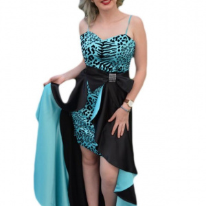 Rochia de seara, insertie animal-print, atat lunga, cat si scurta - Img 1