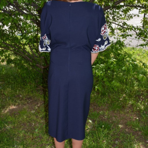 Rochie casual cu maneca scurta si decolteu mic, nuanta bleumarin - Img 4