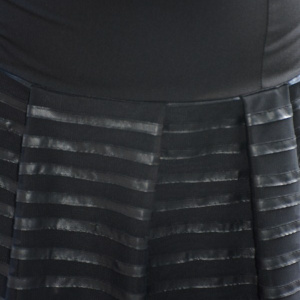 Rochie casual, neagra, cu insertie , de piele ecologica - Img 5