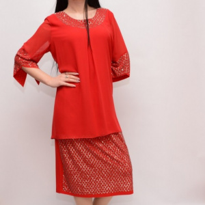 Rochie cu aspect de costum, cu decolteu mic si maneca trei-sfert - Img 6