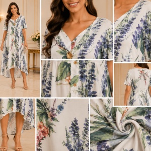 Rochie damă lejeră alba cu imprimeu floral și croială vaporoasă - Img 3