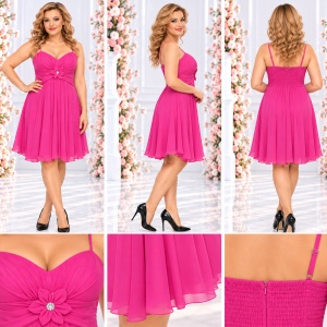 Rochie dama, nuanta de roz, floare moderna aplicata - Img 2