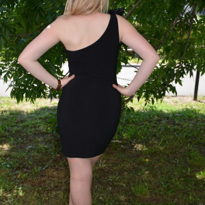 Rochie de club, neagra, cambrata pe corp, model pe un singur umar - Img 5