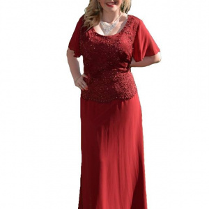 Rochie de culoare marsala, model elegant de ocazii, masuri mari - Img 1