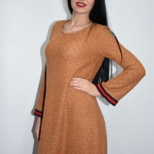 Rochie de iarna cu insertii argintii,nuanta maro - Img 4