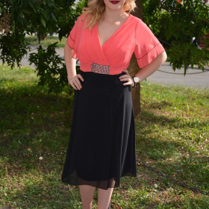 Rochie de nunta, frumoasa, eleganta, seria mare, negru cu corai - Img 6