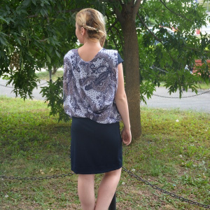 Rochie de ocazie cu aspect de doua piese de culoare bleumarin - Img 4