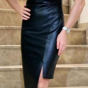 Rochie de ocazie Iza din piele eco neagra - Img 2