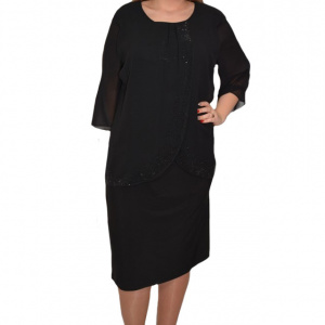 Rochie de ocazie neagra cu strasuri fine in fata - Img 1