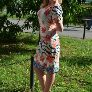 Rochie de primavara-vara, material usor, de culoare corai, albastru - Img 3