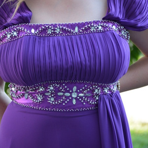 Rochie de seara deosebita, cu insertii de strass-uri, culoare mov - Img 5