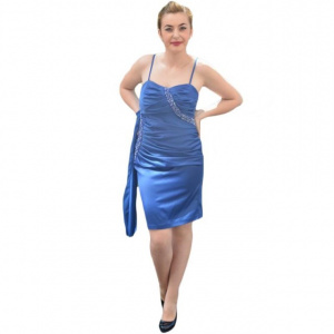 Rochie de seara foarte eleganta, cu garnituri de pietre, pe albastru - Img 1