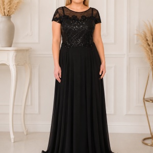 Rochie de seara Tia,aplicatii de strasuri,nuanta de negru