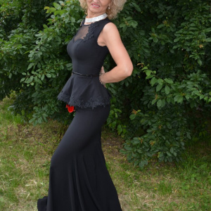 Rochie de seara tip sirena cu volanas in talie, culoare neagra - Img 3