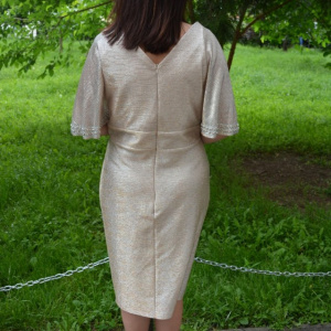 Rochie de seara Ynez cu aplicatii de margele,nuanat de crem - Img 7