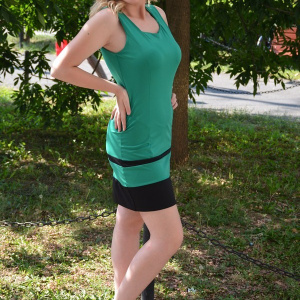 Rochie de zi, cu maneca scurta, colorata, nuanta de verde - Img 3