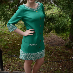 Rochie deosebita, nuanta de verde, design brodat rafinat - Img 6