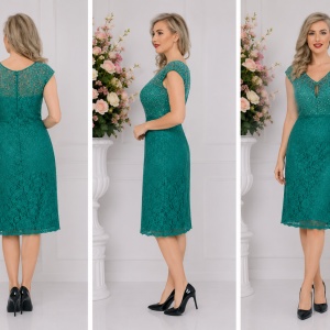 Rochie din dantela verde decorata cu strasuri in partea de sus - Img 2