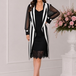 Rochie eleganta Bea din doua piese,negru-alb