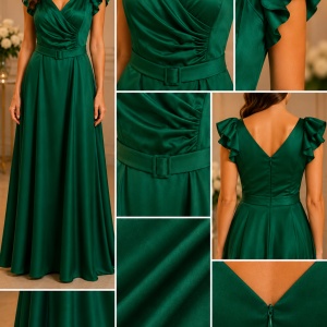 Rochie eleganta Ermine, nuanra de verde - Img 3