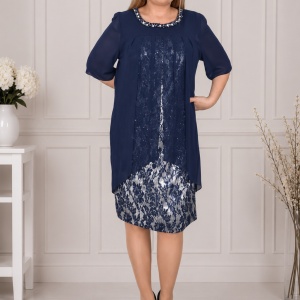Rochie eleganta Kayla cu aplicatii de margele,nuanat de blemarin
