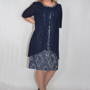 Rochie eleganta Kayla cu aplicatii de margele,nuanta de blemarin - Img 5