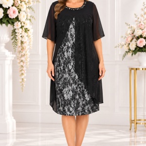 Rochie eleganta Kayla cu aplicatii de margele,nuanta de negru