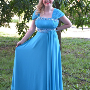 Rochie eleganta lunga, de culoare albastru deschis - Img 2