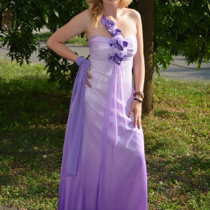 Rochie eleganta, model maxi, intr-un degrade fermecator, pe mov - Img 3