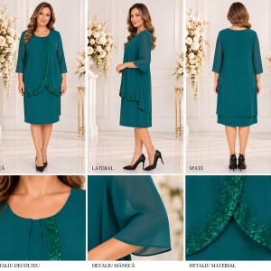 Rochie eleganta Suzane cu sclipici,nuanta de verde - Img 2