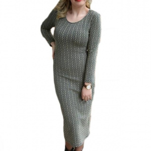 Rochie fashion cu model tineresc pe corp, cu fir auriu in tesatura - Img 1