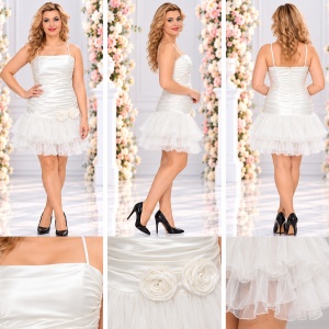 Rochie fashion, nuanta de alb, esarfa tinereasca - Img 2