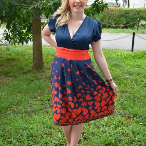 Rochie feminina, bleomarin cu imprimeu floral si decolteu in V - Img 2