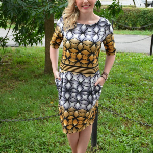 Rochie feminina, cu un imprimeu grafic,masuri mari - Img 3