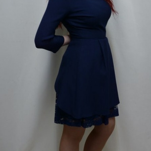Rochie la moda, nuanta de bleumarin, croiala evazata - Img 6