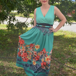 Rochie maxi, de vara, multicolora cu imprimeu floral - Img 4