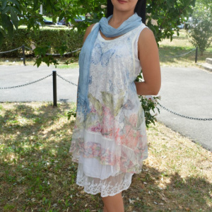 Rochie moderna cu dantela, alba, model casual cu lungime medie - Img 2