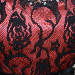 Rochie moderna, eleganta, pentru ocazii, model scurt, negru-visiniu - Img 5