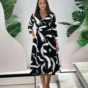 Rochie negru cu alb Elle - Img 1