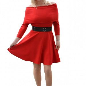 Rochie rafinata cu un design aparte si model in clos, nuanta rosie - Img 1