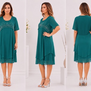 Rochie rafinata Harper cu aplicatii de strasuri,nuanat de verde - Img 4