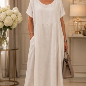 Rochie rafinata Kala in nuanta de crem in forma de A